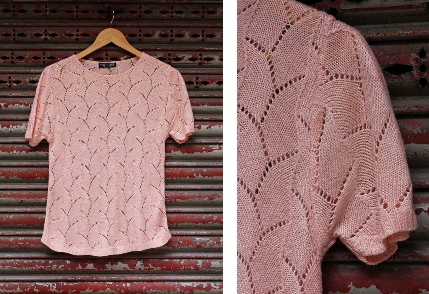 Vintage Pink Fancy Stitch Sweater Tee