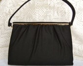 Vintage Bobbie Jerome Purse Black Fabric Mid Century