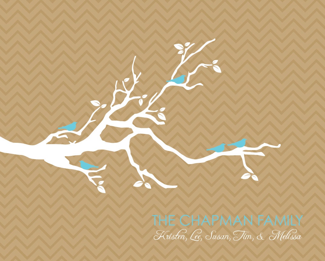 Chevron Customized Family Tree - 8x10 Print