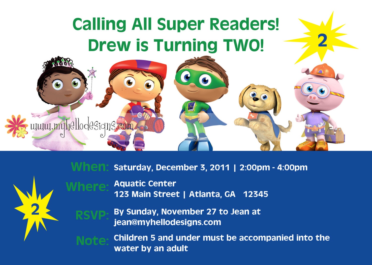 Super Why Birthday Invitation