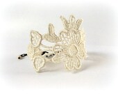 Aster - Lace bracelet doily subtle cuff flower leaves vintage victorian style Bridal lacy jewelry Gift for her under 30