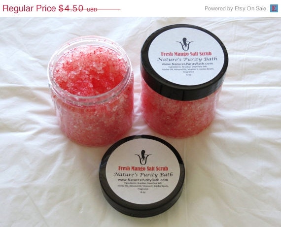 Memorial Day SALE Fresh Mango Dead Sea Salt Scrub with Jojoba Beads