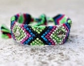 Crystal Studded Friendship Bracelet- blue, silver, black, pink, lime green