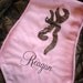 Baby Girl Blanket - Real Tree OR Mossy Oak Camo Blanket on Pink Minky with Browning Deer Emblem PERSONALIZED