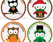 Baby Boy Birthday Holidays Onesie Stickers - Owls Christmas 1st Birthday Halloween Easter Thanksgiving and More