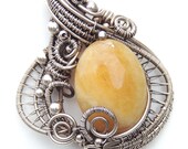 Yellow Aquamarine Silver Mermaid Amulet Necklace