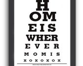 Mother's Day Gift -Eye Exam Chart Wall Art Print/ Decor-Home is wherever Mom is