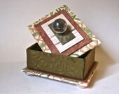 Gift Box Handmade in Peach Cream and Green For Gift Home Office Decor