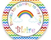 15 Rainbow Chevron Treat Tags Circle square scalloped party favor tag sticker label candy art paint