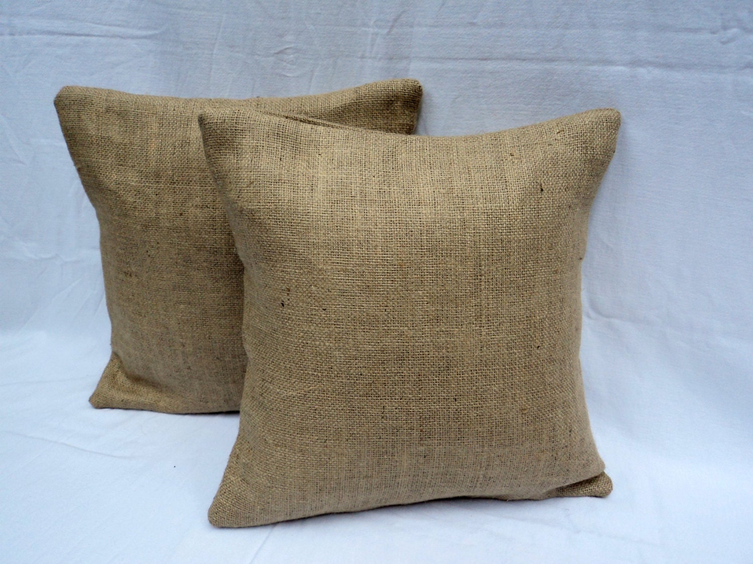 Burlap Pillow Set of 2 Decorative Pillow Covers French Farmhouse Decor Coastal Decor 16 x 16