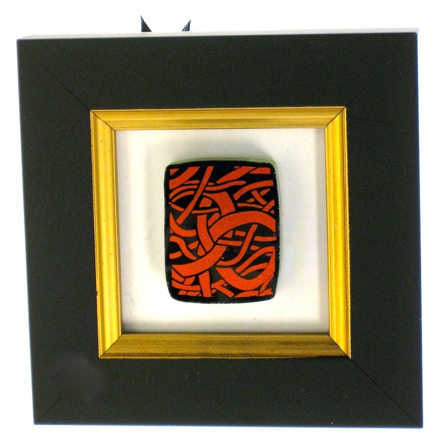 Mini Abstract Fused Art Glass Framed Picture Reeds Home Decor