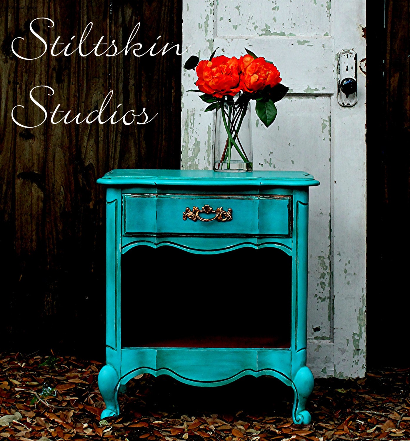 Shabby French Country Cottage Turquoise Nightstands