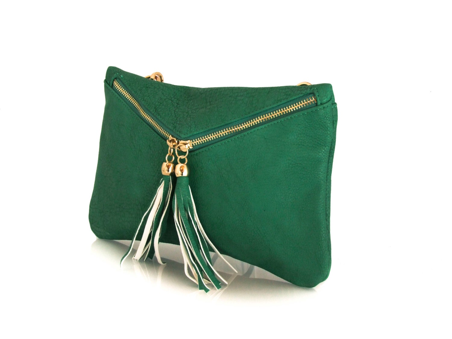 Handmade Vegan leather clutch purse Green -  the Envelope - 20% launch discount