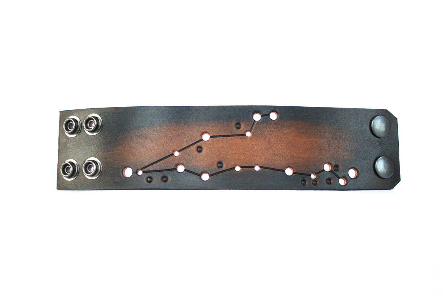 Mens leather cuff Pisces constellation