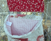 Wire Framed Lidded Clothespin Bag - Rose Print