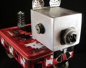 Shultz Dog Bot - found object robot sculpture assemblage