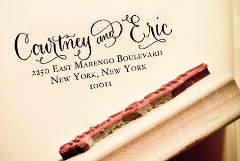 Custom Calligraphy Address Stamp -- Hand Calligraphy and Type -- Vintage Reserve Style