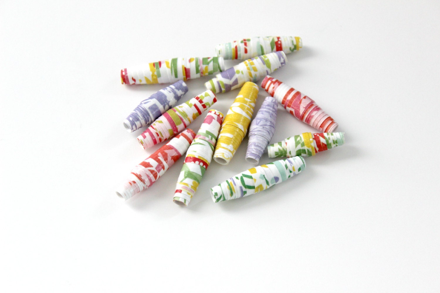 Spring Bright Floral Paper Beads - Upcycled Art - Colorful Flower Garden - SweetPaperLove