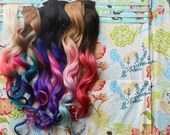 CUSTOM Ombre Dip Dyed Hair, Clip In Hair Extensions, Tie Dye Tips, Brunette Hair, Hair Wefts, Human Hair Extensions, Hippie hair