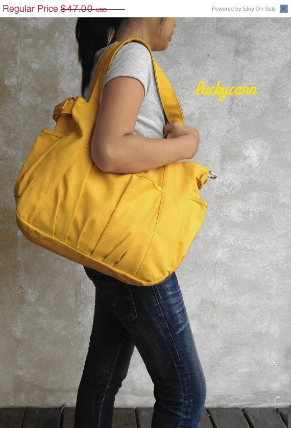 Fathers day sale IRIS // Lemon Chiffon // 052 // Canvas Bag by Luckycann // Sale