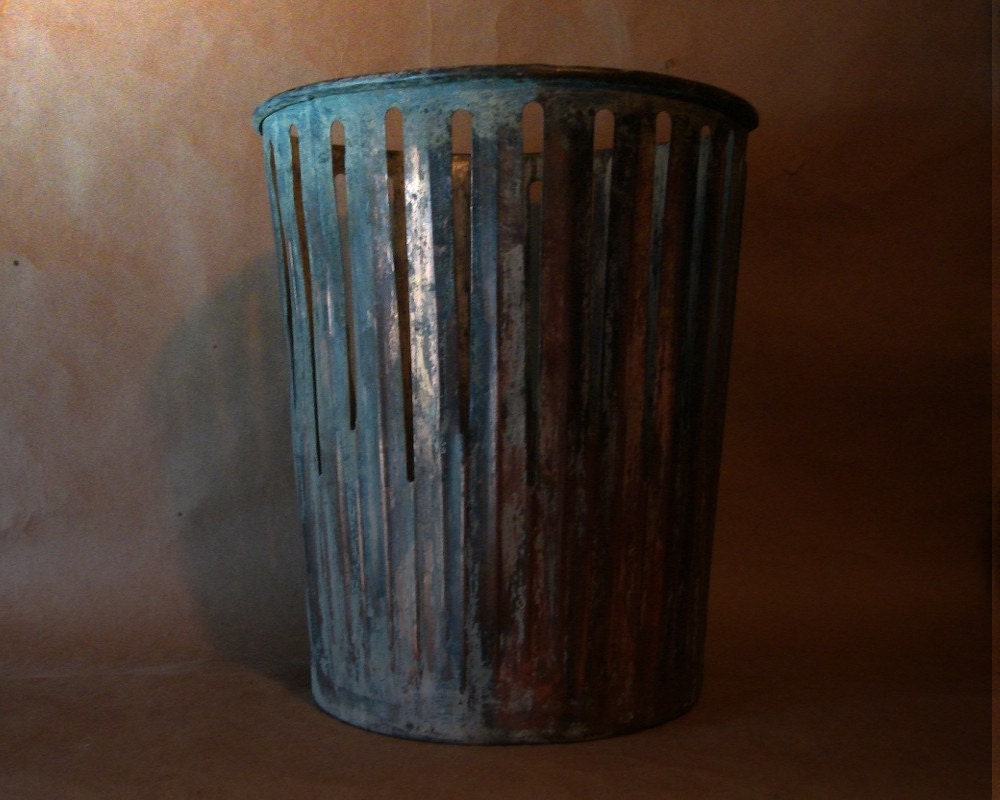 1909 ERIE ART METAL Industrial Turn of the Century Waste Can Mission Style