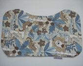 BURP CLOTH - Blue &  Brown Jungle animals - Baby shower - Shower gift