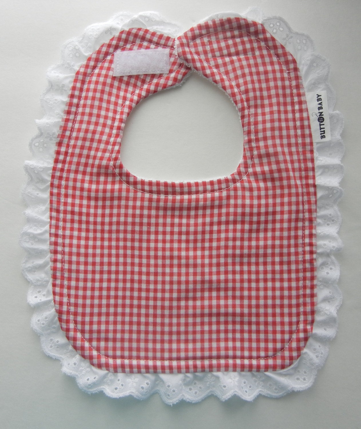 BABY BIB - Red Gingham - Baby shower - Shower gift