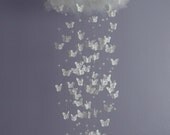 NEW: Nursery Butterfly Mobile with Crystals - White