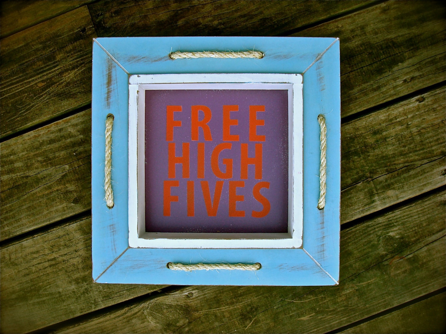 Free High Fives Shadow Box Wooden Sign