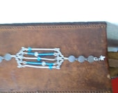 Turquoise silver and clear crystal bracelet