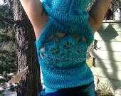 Glacial Dream Mandala Pixie Vest-Custom Made-OOAK Vegan Elf Elven Faery Fairy Sweater Coat Shrug Vest Underbust Waistcoat Shawl Hoodie Hoody