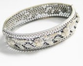 Vintage Silvertone Floral Clamper Bracelet 60s