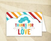 Instant Download - Retro Rainbow Baby Shower - PRINTABLE Folded Thank You Card HWTM