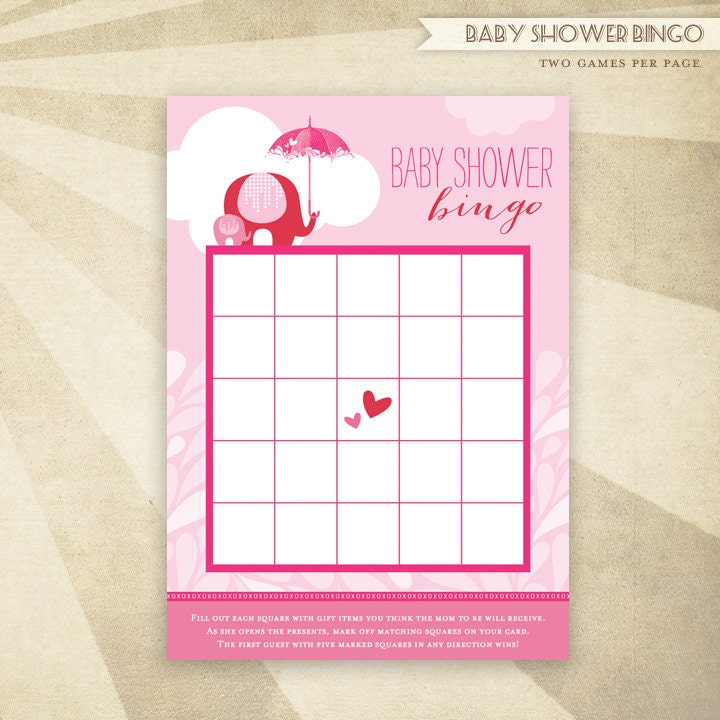 Instant Download - PRINTABLE Baby Shower Bingo - Showered with Love - HWTM
