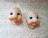 2 Cheerful Little Old Gentelmen Doll Heads..Hard Rubber...New/Old Store Stock