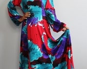 Floral Maxi Dress - Colourful Long Sleeve Maxi dress : Autumn Thrills Collection No.6