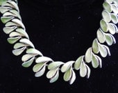 Vintage 50's or 60's Coro Green Petal Leaf Enameled Necklace