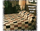 Vintage 1970's English Knitting Pattern by pdf  to make a Patchwork Country Style Bedspread