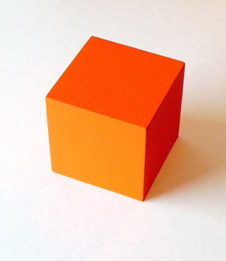 Safety Orange Wooden Cube