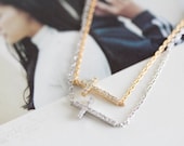 crystal cross necklaces,cross necklaces, side cross necklace, sideways cross necklace,necklace for girlfriend, anniversary necklace