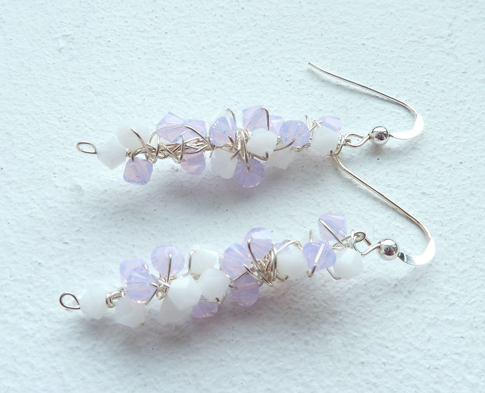 Opal Earrings Romantic Violet and White