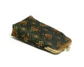 Sunglass Case - Brocade Woven Embroidery - Antique Bronze Frame