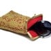 Sunglass Case - Brocade Woven Embroidery - Gold and Red - Antique Bronze Frame