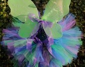 Child Tutu, Baby Tutu, Girl Tutu, Masquerade Party Fairy Princess Tutu and Wings Set, Newborn to 9 Months