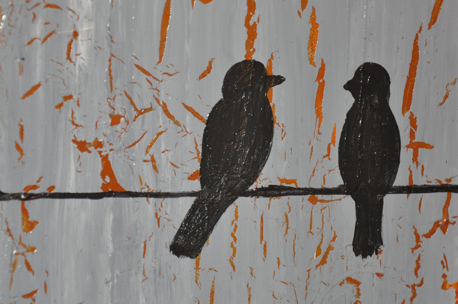 Birds on a Wire Painting on Canvas - 9x12 Original Painting