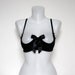 Quarter 1/4 Cup Bra in Quilted Black Satin- Free Shipping