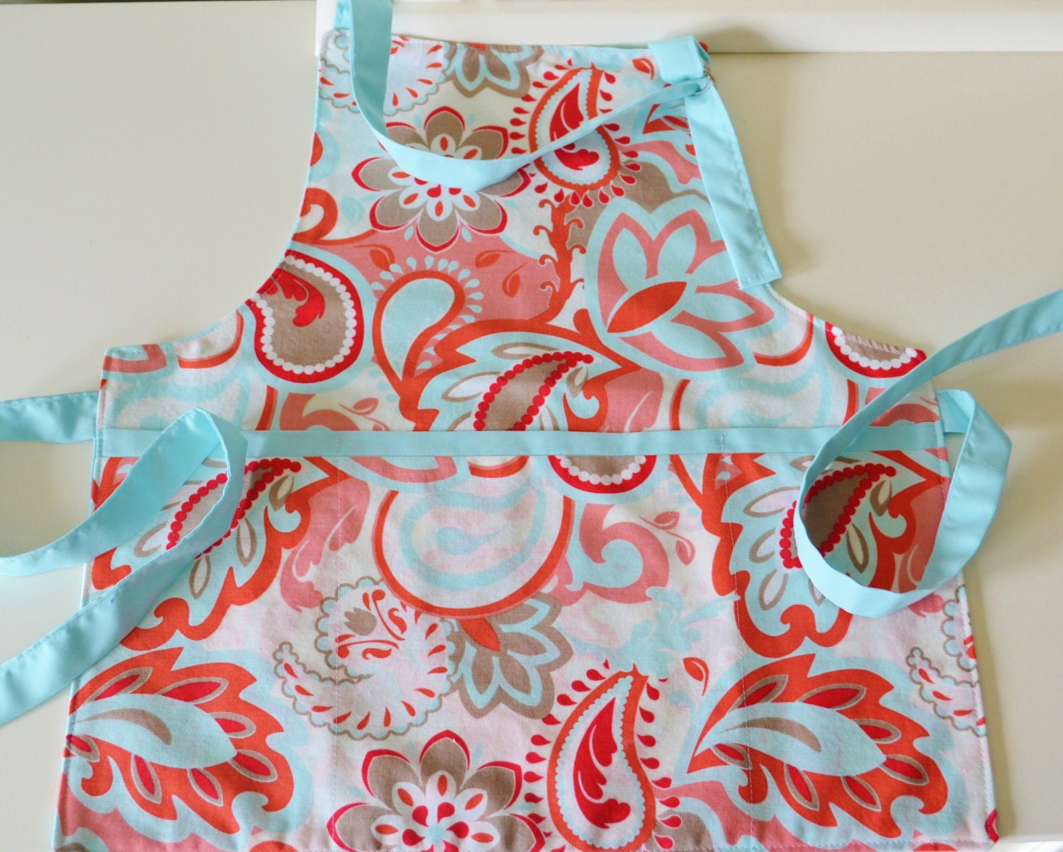 Coral & Blue Children's Apron - READY TO SHIP