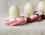 Easter decor Egg holders crochet coasters Brown mauve pink Table decor Rustic kitchen Cottage chic Mother's day gift Hostess Housewarming