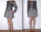Vintage Grey Sequin Party Dress