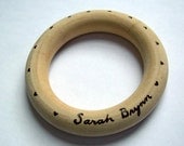 Name & Hearts Baby Teether - Wooden Teething Ring - Customizable